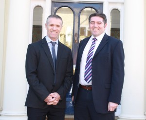 Tim O'Neill (left) welcomes Chris Peck to the team